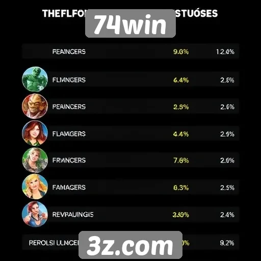 Desempenho dos jogos oferecidos na plataforma 74win